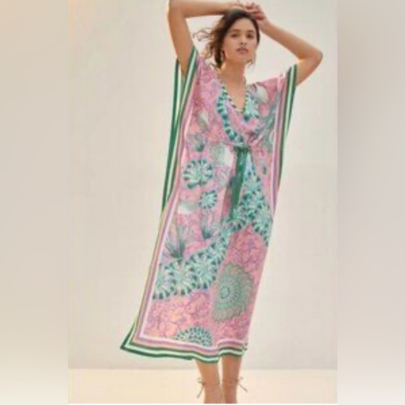 Anthropologie | Dresses | Anthropologie Pink And Green Patterned Dress |  Poshmark